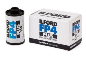 Ilford FP4 Plus 125 zwart-witfilm, 35mm met 36 opnames, filmcassette en verpakking