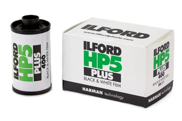Ilford HP5 Plus 400 zwart-witfilm, 35mm met 36 opnames, filmcassette en verpakking